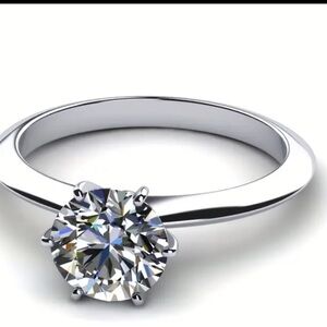 Moissanite 2 carat VVS 1 d colorless Silver Solitaire Ring   No gra